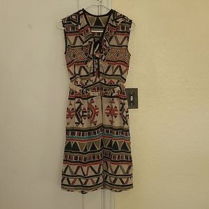 Stunning sheer Geo tribal print dress with sweet details